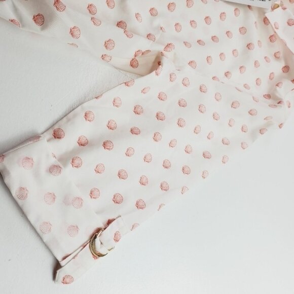 Chicos Women Blouse Button Down Pink Seashell Non Iron Roll Tab Top Size Large - Picture 9 of 13